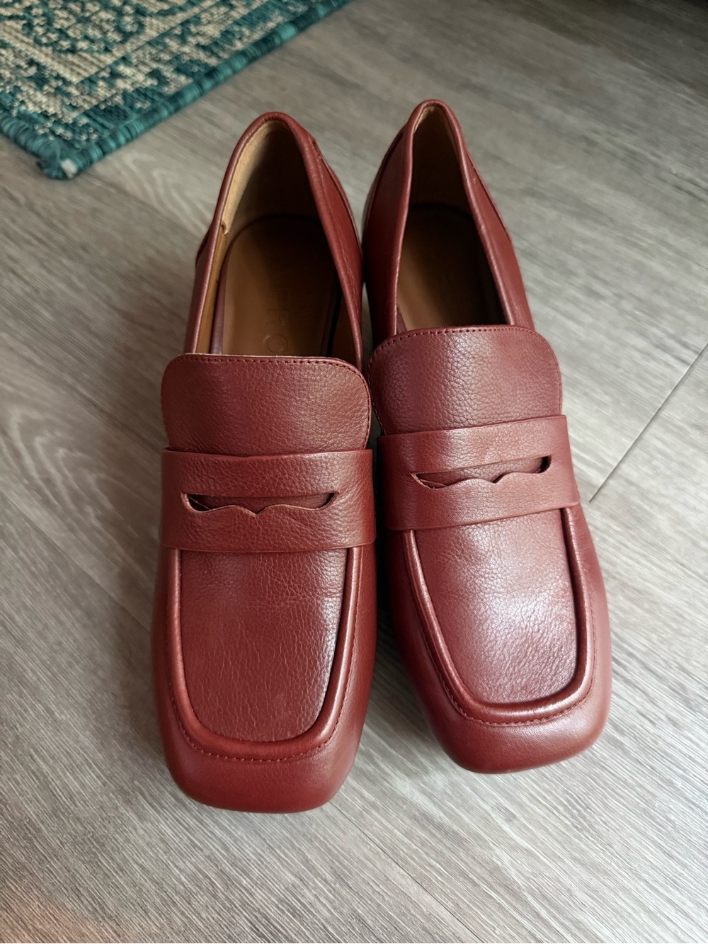 Women’s leather Cavour Platform Loafers Burgundy Officewear Business Casual